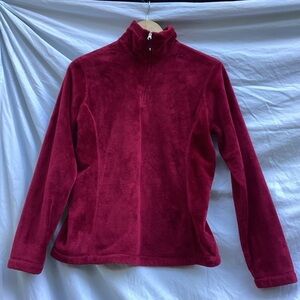 Lands End red fleece outdoor pullover, size small